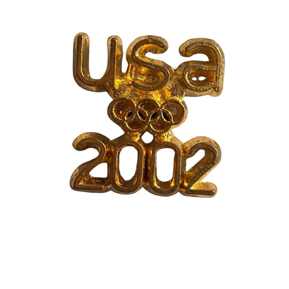 Vintage USA 2002 Olympic Gold Tone Metal Lapel Pin Backing Salt Lake City Estate